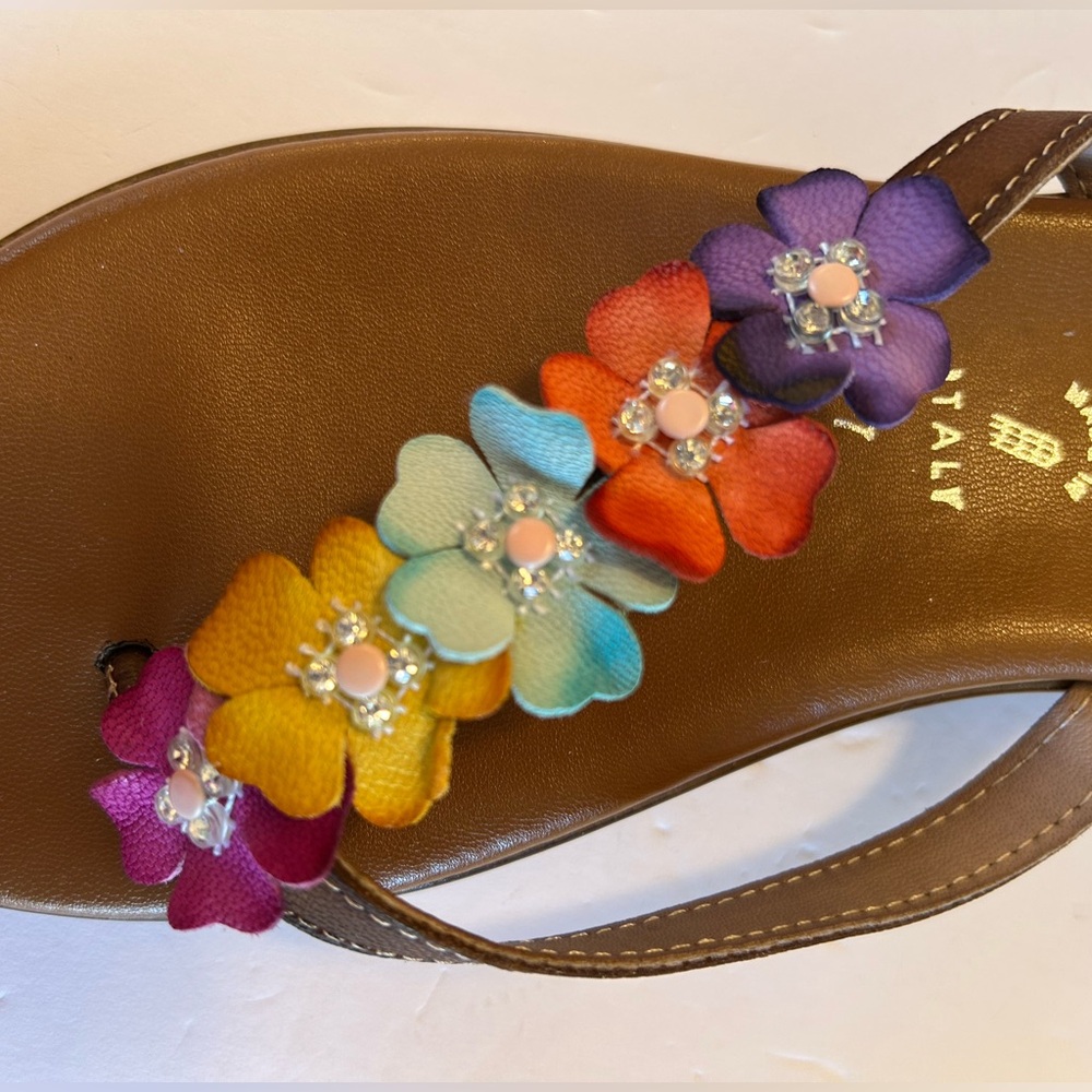 Leather Sandals floral multicolor size 7 - Picture 4 of 7